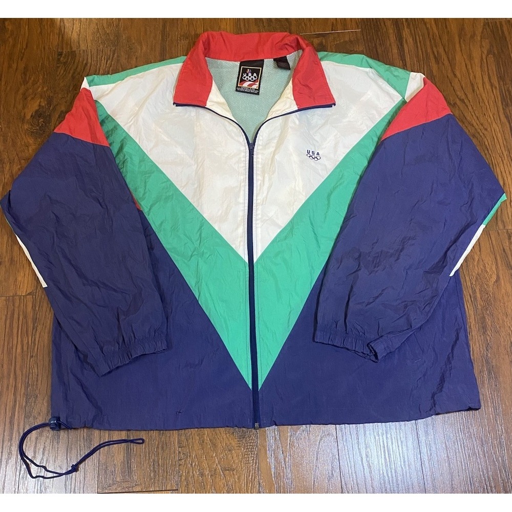 90s Olympic Track Jacket Wind Breaker Nylon Team USA JC Penney Size 2XL Nice VTG